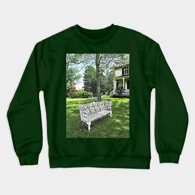 Suburbs - Garden Bench Crewneck Sweatshirt by SusanSavad